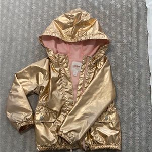 Rose gold raincoat with hood
